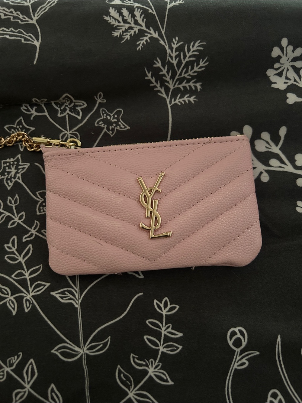 Blush Quilted Card Pouch with Gold  Emblem